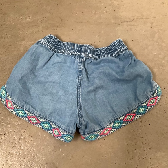 Peek Blue Denim Shorts with Pink and Green Accents - Picture 2 of 4